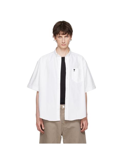 AMI Paris White Boxy Embroidered 'Ami de Coeur' Shirt