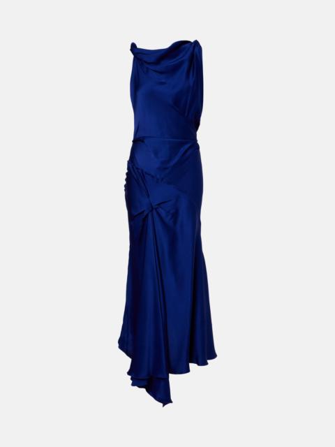 Victoria Beckham Draped asymmetric satin midi dress
