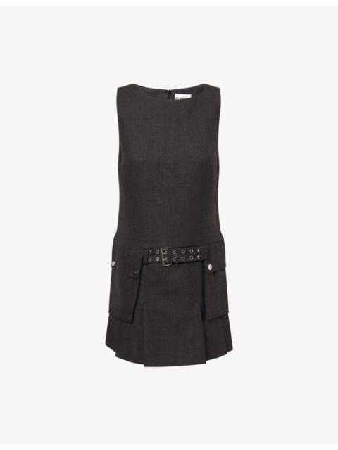 GANNI Regular-Fit Pleated Woven Mini Dress