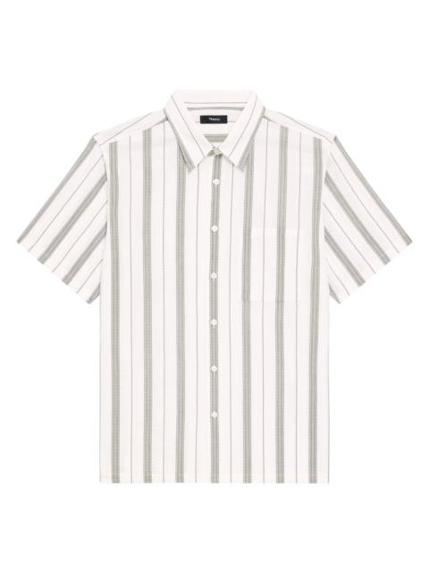 Theory Men's Noll Striped Cotton Dobby Short-Sleeve Shirt - Ivory Orchard