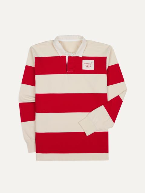 Drake's Mayumi Y. for Drake’s Stripe Cotton Embroidered Rugby Shirt