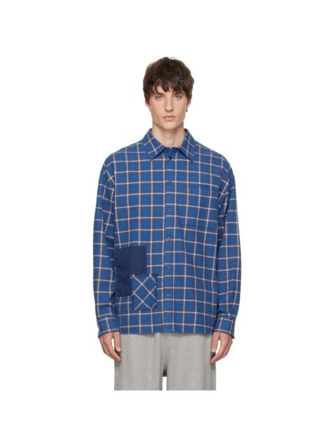 We11done Blue Repaired Checked Shirt