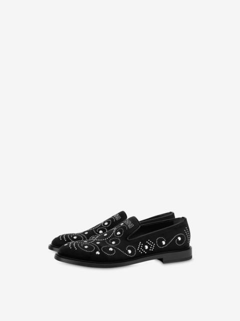 Moschino SHINY STUDS VELVET LOAFERS