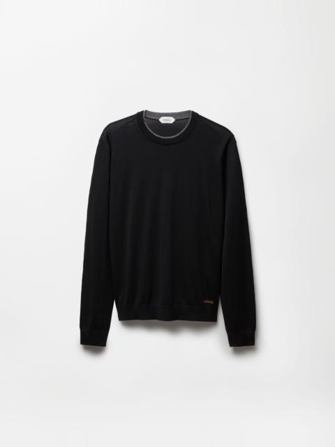 VERSACE Embroidered Wool Knit Crewneck Sweater