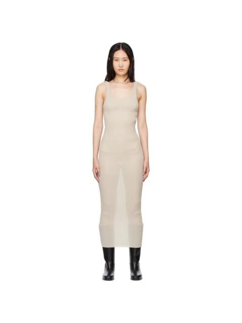 SUBTLE LE NGUYEN Taupe Plissé Tank Maxi Dress