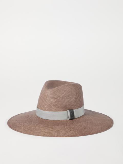 Brunello Cucinelli Straw fedora with precious leather band