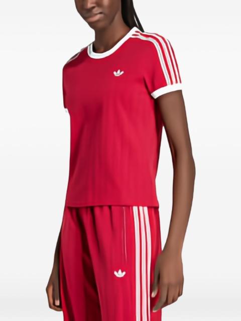 adidas pinstripe embroidered-logo T-shirt