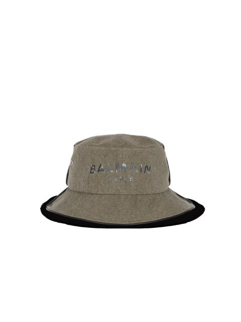 Balmain Cotton canvas bucket hat with Balmain Paris logo