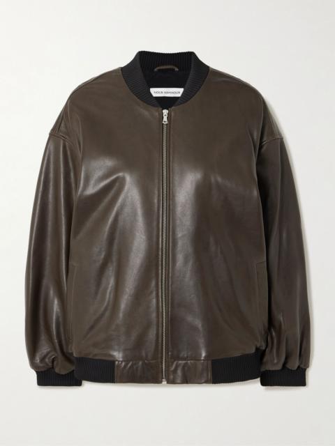 NOUR HAMMOUR Marly leather bomber jacket Brown