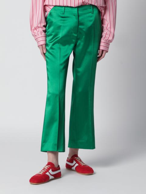 Dries Van Noten Shiny green cotton-blend trousers