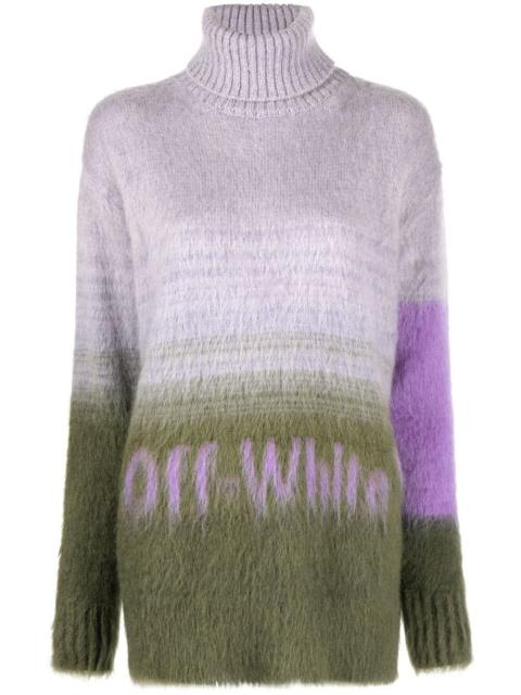 intarsia-knit logo roll-neck jumper