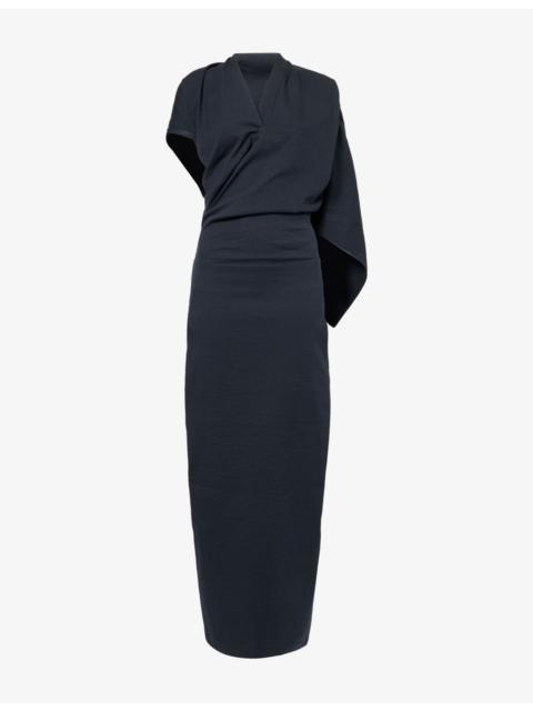 ISSEY MIYAKE Allow Asymmetric Woven Maxi Dress