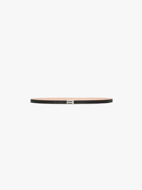 Silver Buckle Micro Frame Belt In Black Grained Leather