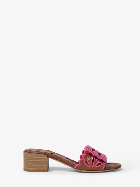 FENDI Baguette Brown nappa leather medium-heeled slides