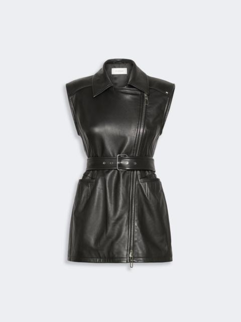 Sportmax FAVELLA Sleeveless nappa leather jacket - BLACK