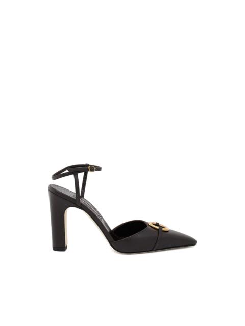 Manolo Blahnik pointed-toe buckled leather pumps