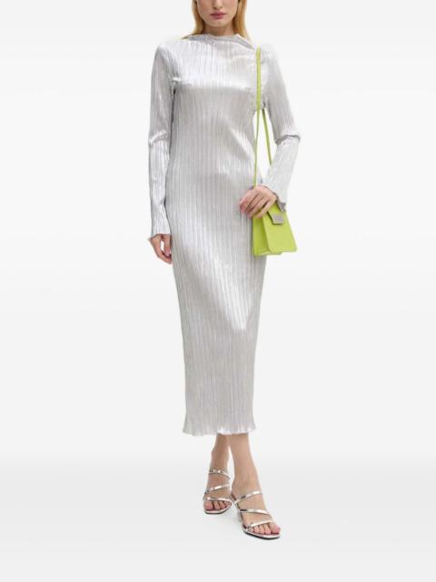 Never Fully Dressed plissé-effect long-sleeve dress