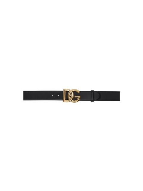 Dolce & Gabbana Black Calfskin 'DG' Logo Belt