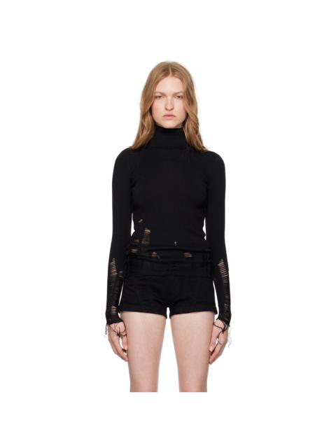 Black Distressed Turtleneck