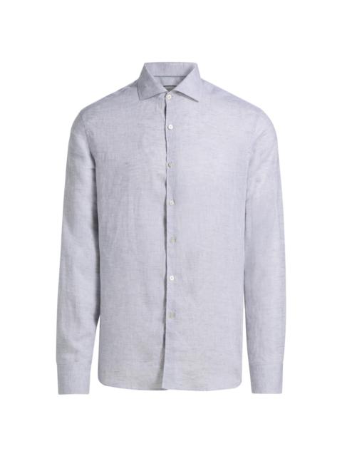 Canali Men's Linen Button-Front Shirt - Light Grey
