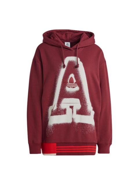 adidas (WMNS) adidas Originals Oversized A Graphic Hoodie 'Red' IC5236