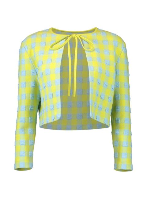 Oscar de la Renta gingham-pattern tie-fastening cardigan