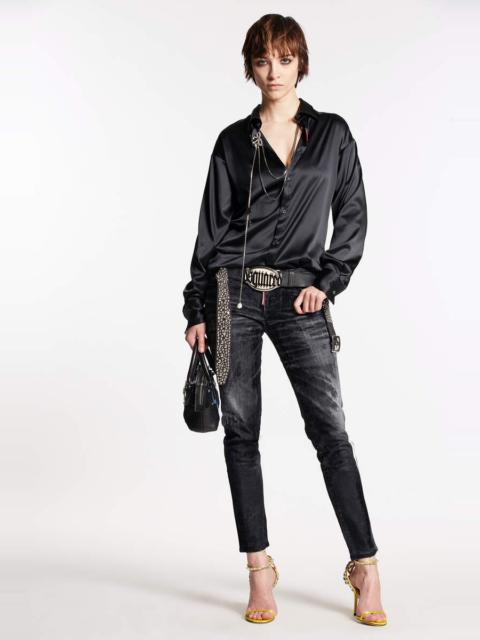 DSQUARED2 BLACK FLOCK WASH JENNIFER JEANS