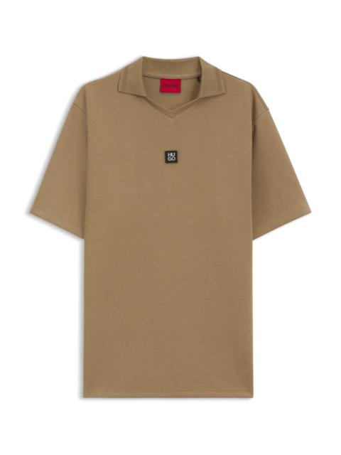 HUGO STRUCTURED COTTON-BLEND POLO SHIRT WITH JOHNNY COLLAR