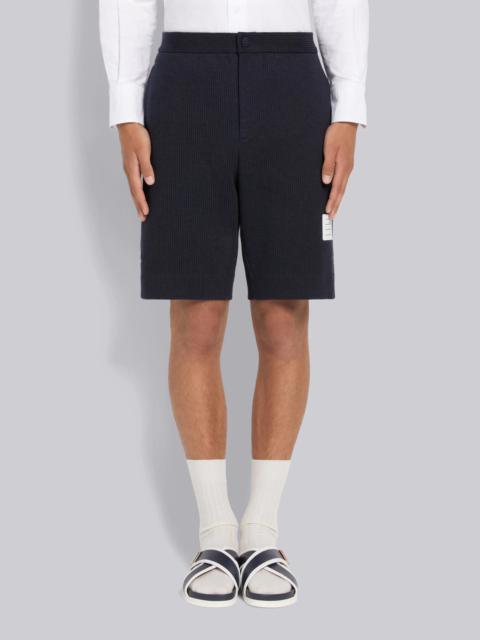 Thom Browne Navy Double Face Tech Seersucker Backstrap Bermuda Short