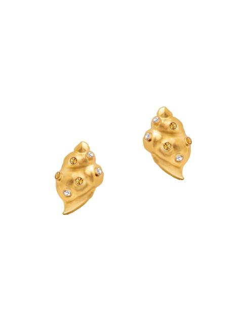 Oscar de la Renta Women's Seashell 24K-Gold-Plated & Glass Crystal Stud Earrings - Golden Shadow