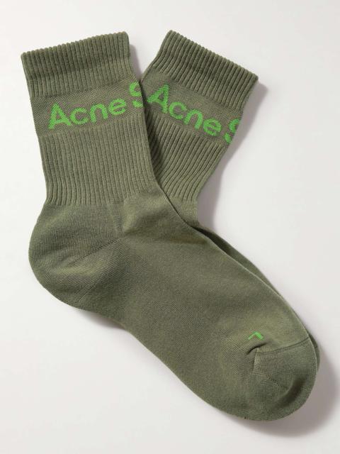 Acne Studios Logo-Jacquard Cotton-Blend Socks