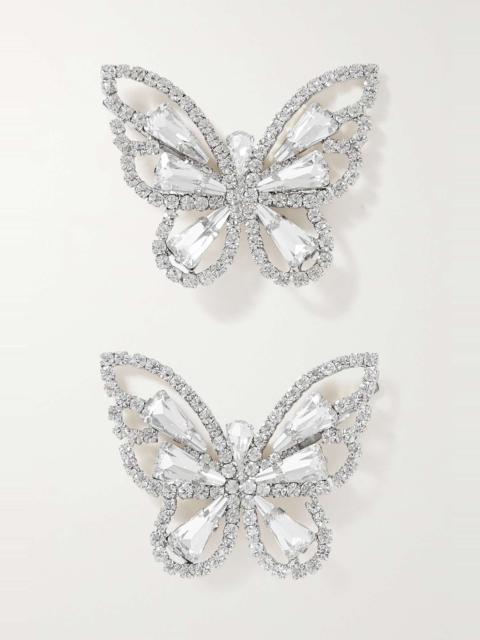 Alessandra Rich Set of two silver-tone crystal hair slides