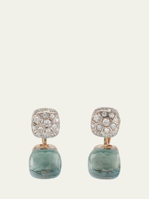 Pomellato Nudo 18K Rose Gold Blue Topaz and Diamond Double Drop Earrings