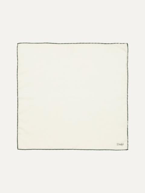 Drake's Ivory and Green Shoestring Border Silk Pocket Square