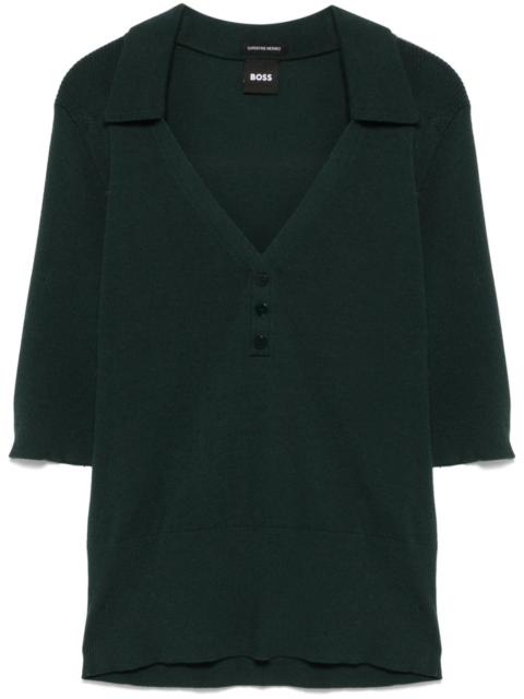 BOSS ribbed-knit polo top