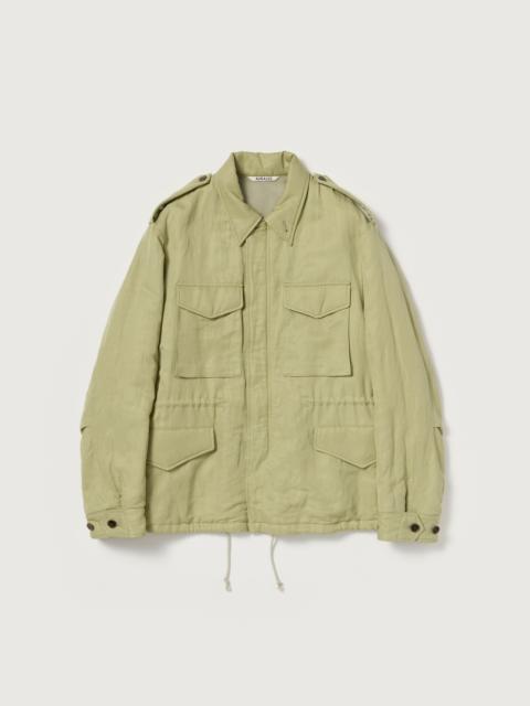 AURALEE BRUSHED SILK LINEN SATIN PADDED MILITARY BLOUSON