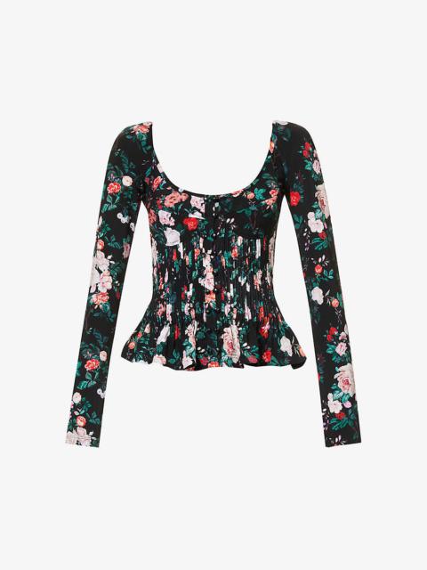 Paco Rabanne Floral-print slim-fit stretch-woven top