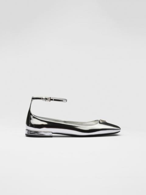 Prada Metallic leather ballerinas