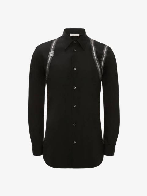 Alexander McQueen Zip Print Harness Shirt in Black/silver