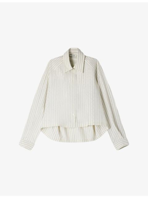 Sandro Striped Rhinestone-Embellished Cotton-Blend Shirt
