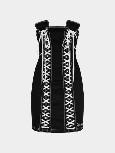 DSQUARED2 STRETCH DENIM BONDAGE MINI DRESS