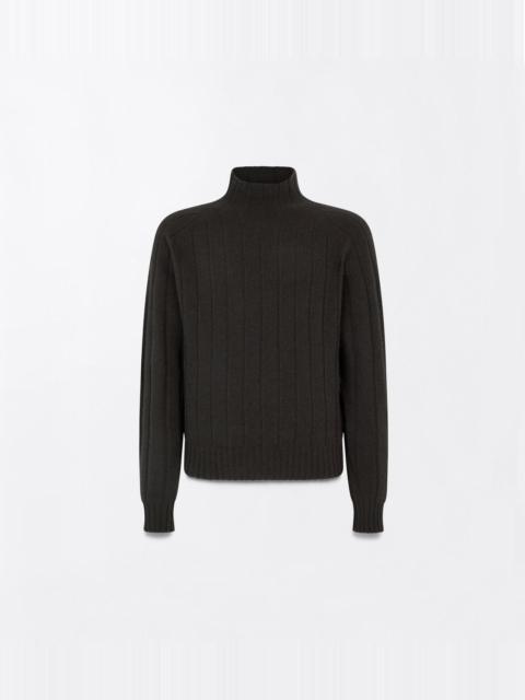 TOM FORD SEAMLESS BRUSHED CASHMERE RIB MOCK NECK SWEATER