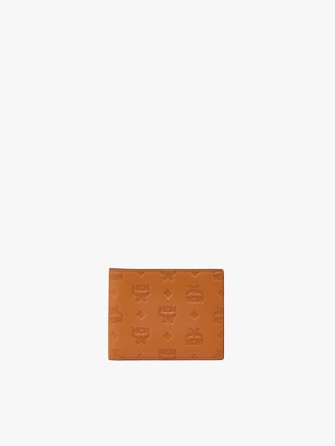MCM Bifold Wallet w/ Card Case in Embossed Monogram Leather