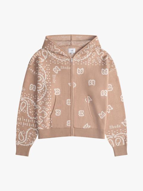 Rhude RHUDE BANDANA KNIT ZIP-UP