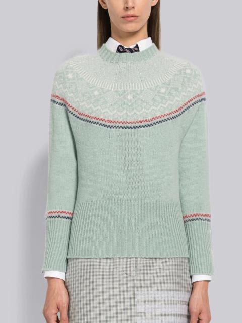 Thom Browne Cashmere Mohair Fair Isle Shrunken Tipping Pullover