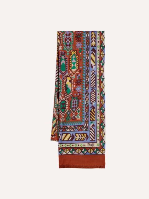 Drake's Rust Rug Print Tubular Wool-Silk Scarf