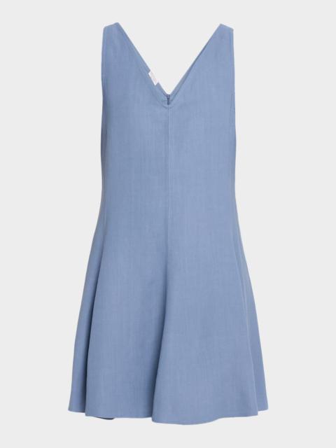 Brunello Cucinelli Crispy Silk Belted Sleeveless Maxi Dress