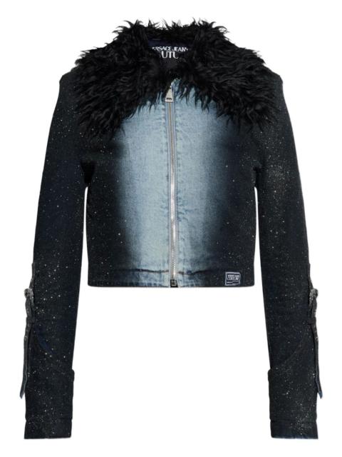 VERSACE JEANS COUTURE fur-trim denim jacket