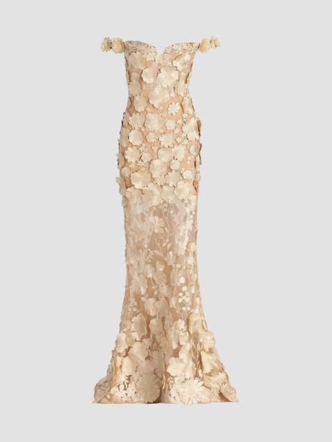BRONX BANCO Women's Jasmine Off-The-Shoulder Corset Gown - Gold