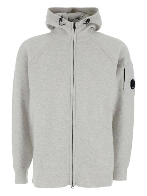 C.P. Company drawstring-hood logo-plaque cardigan